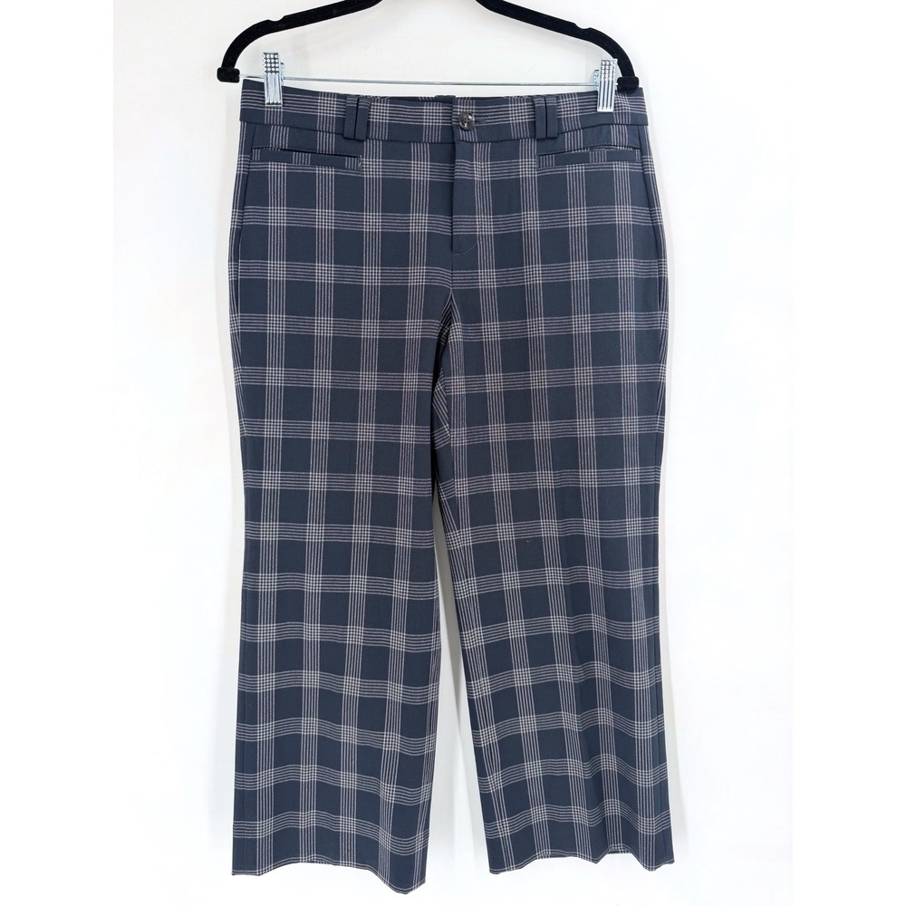 Banana Republic Logan Crop Pants 6 Blue Plaid Office Corporate Straight Short